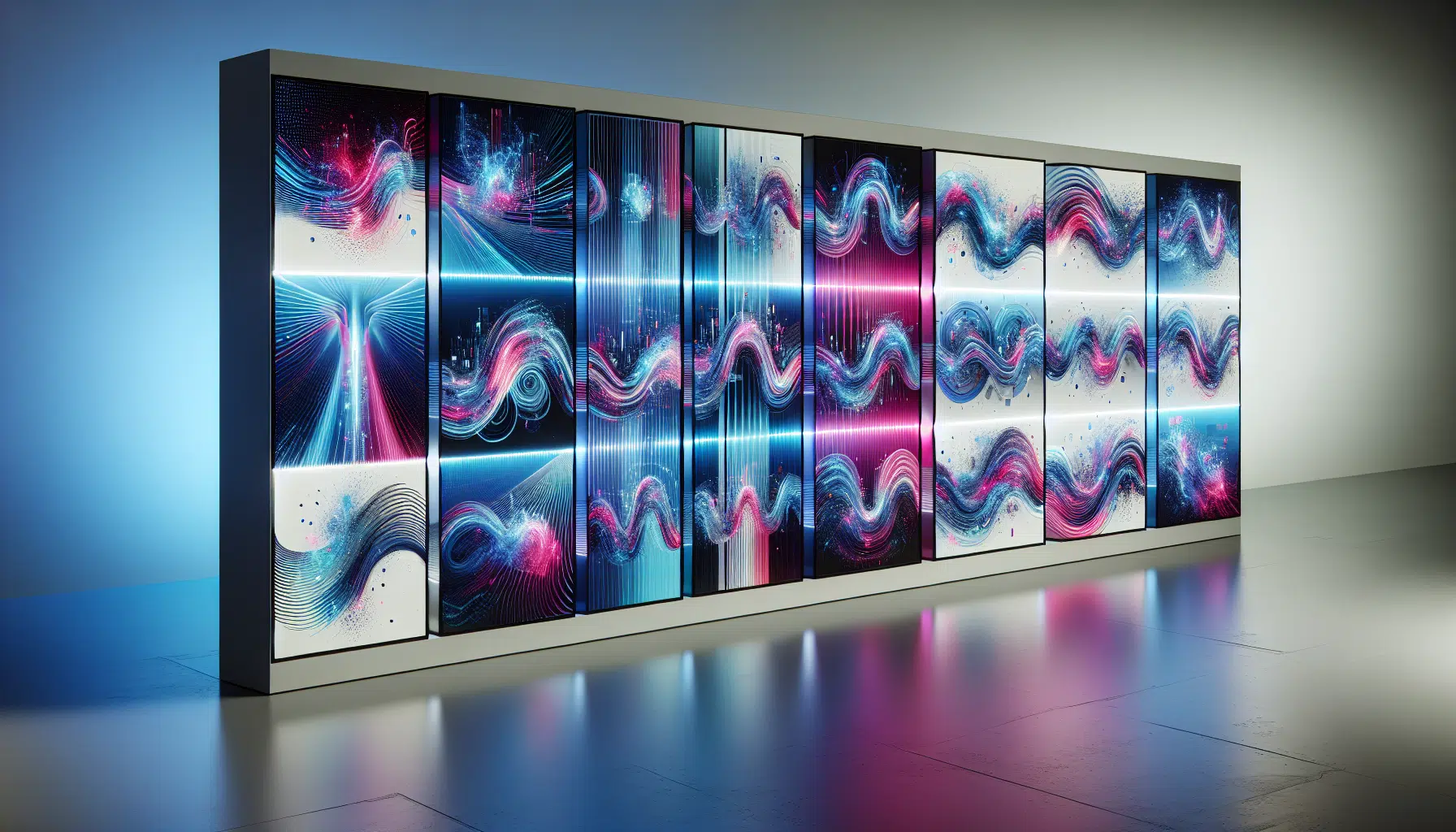 A futuristic AI interface with colorful visuals