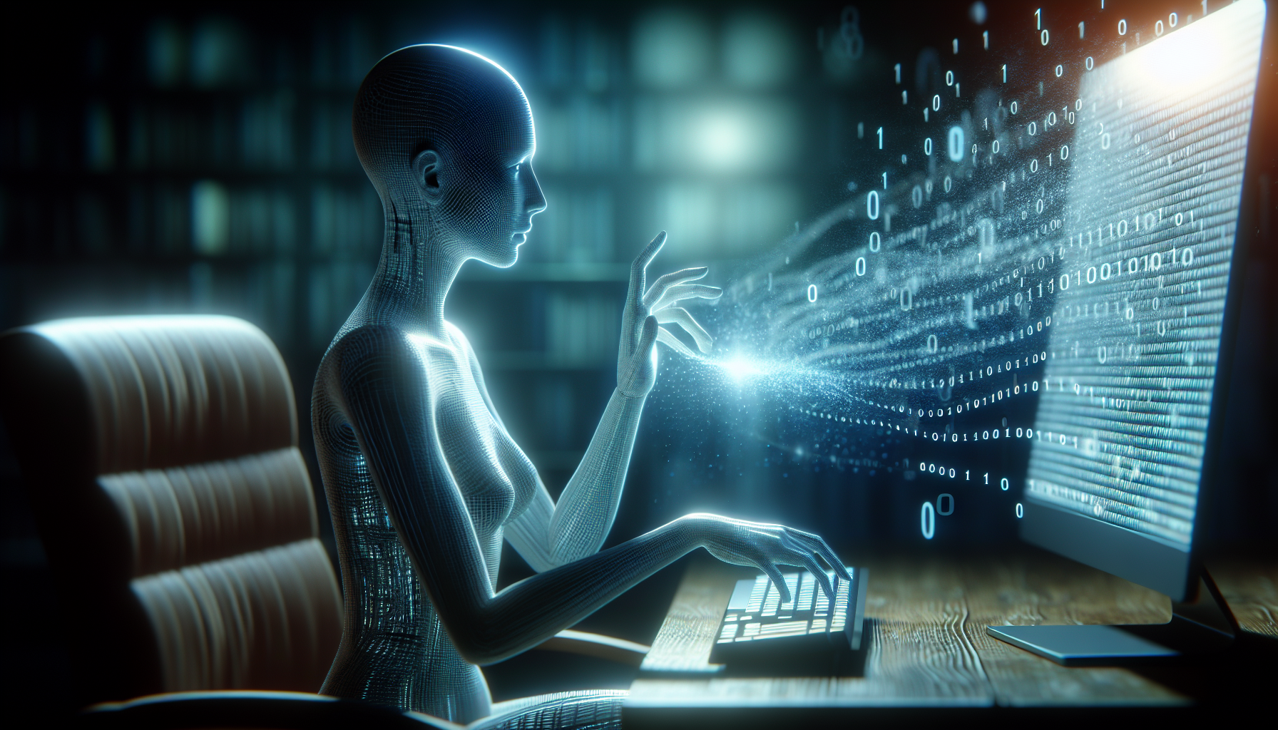 Illustration of a human speaking to a computer