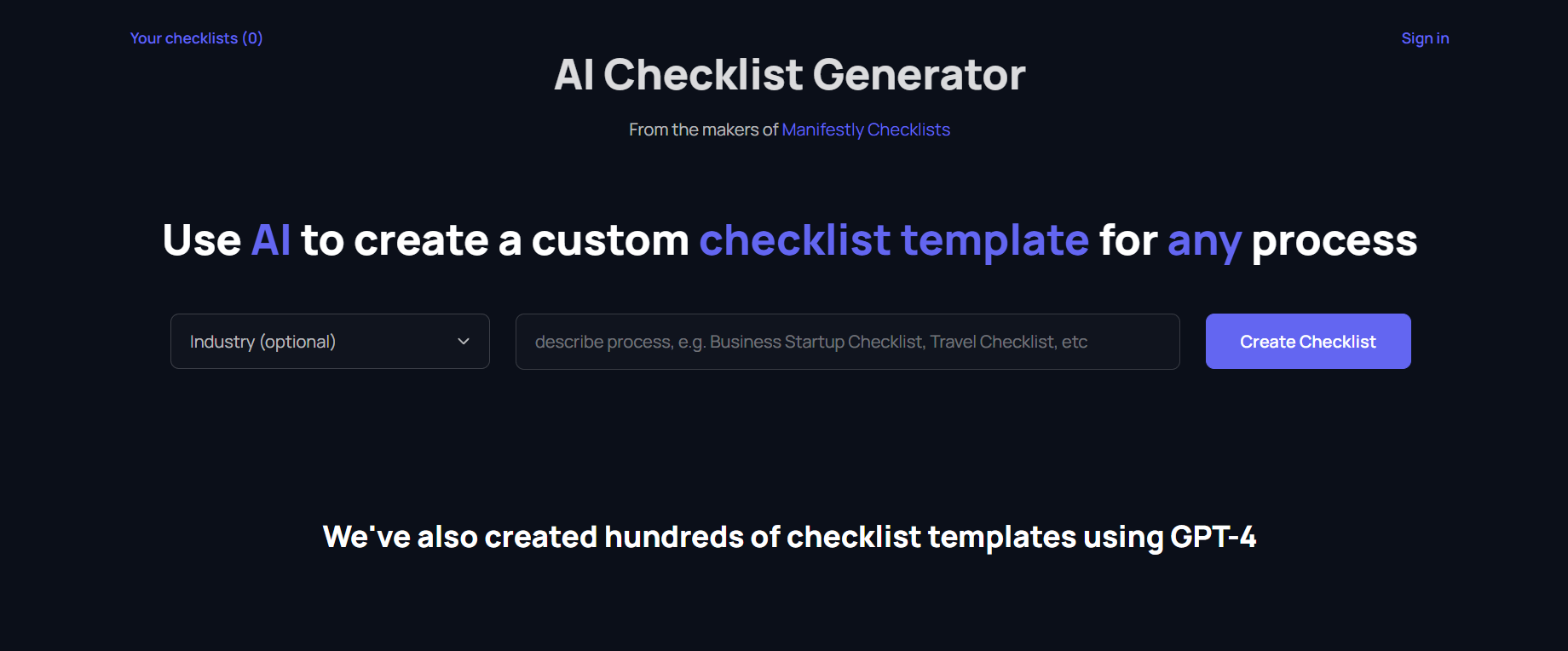 AI Checklist Generator