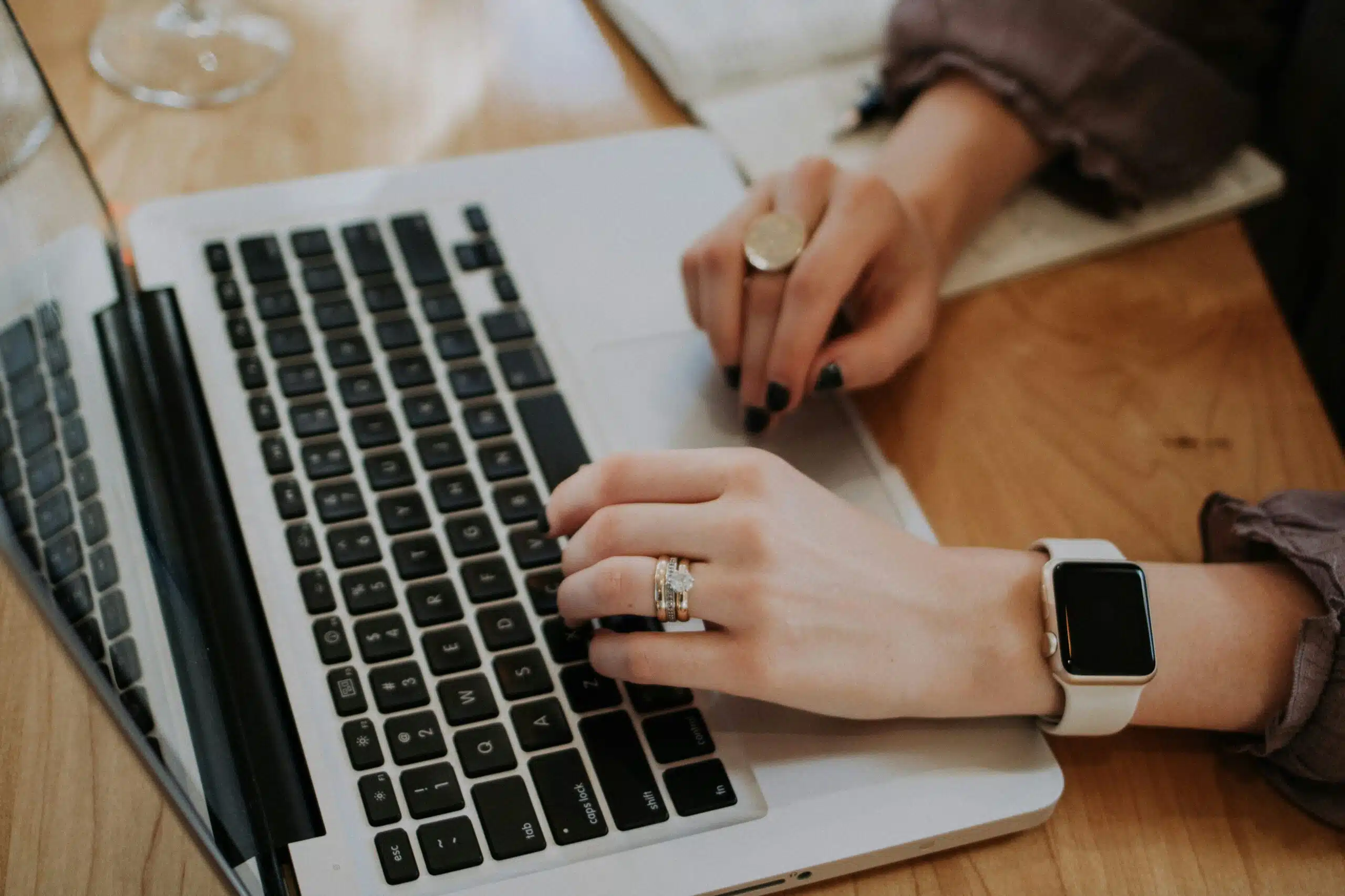a woman using her laptop