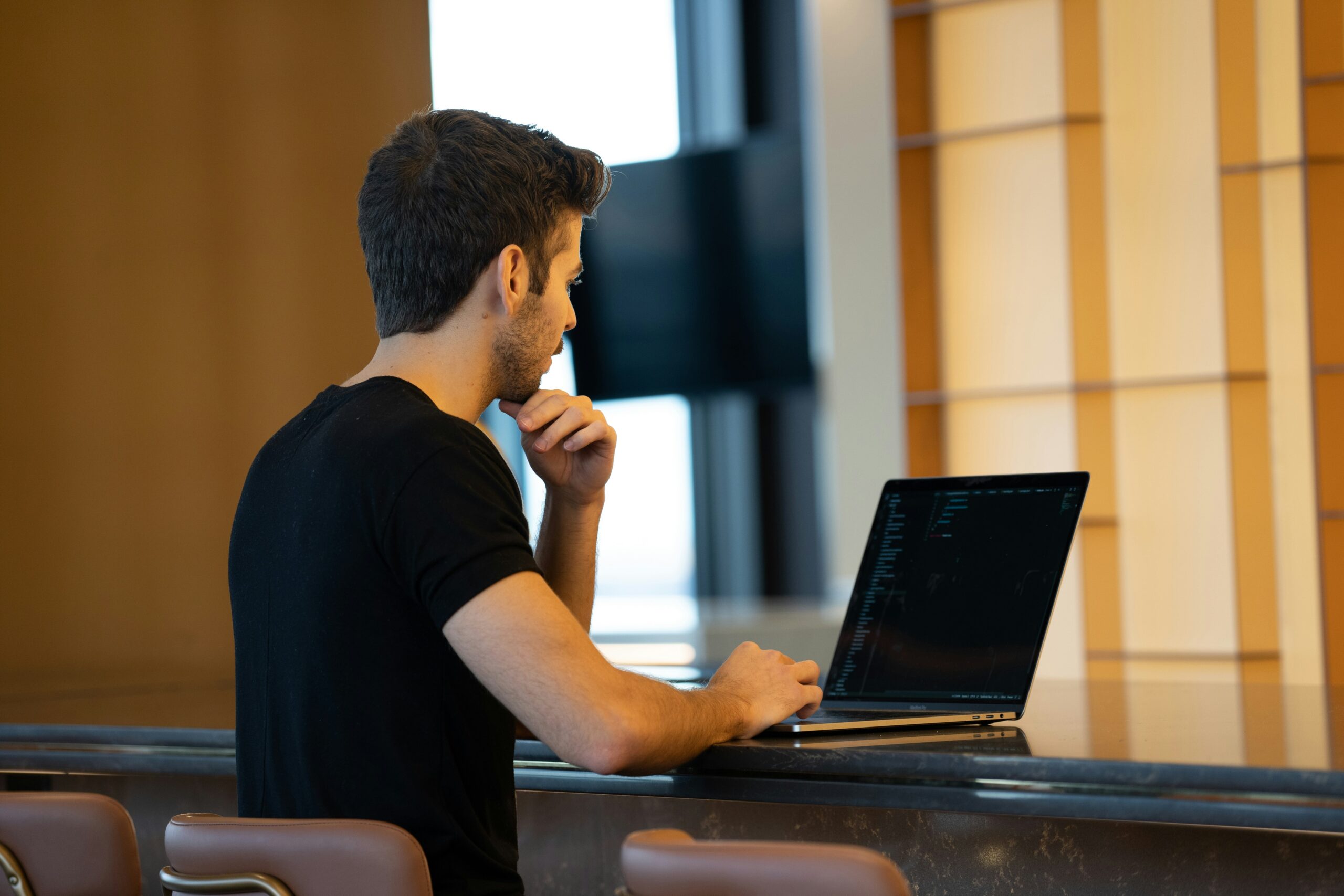 person using laptop