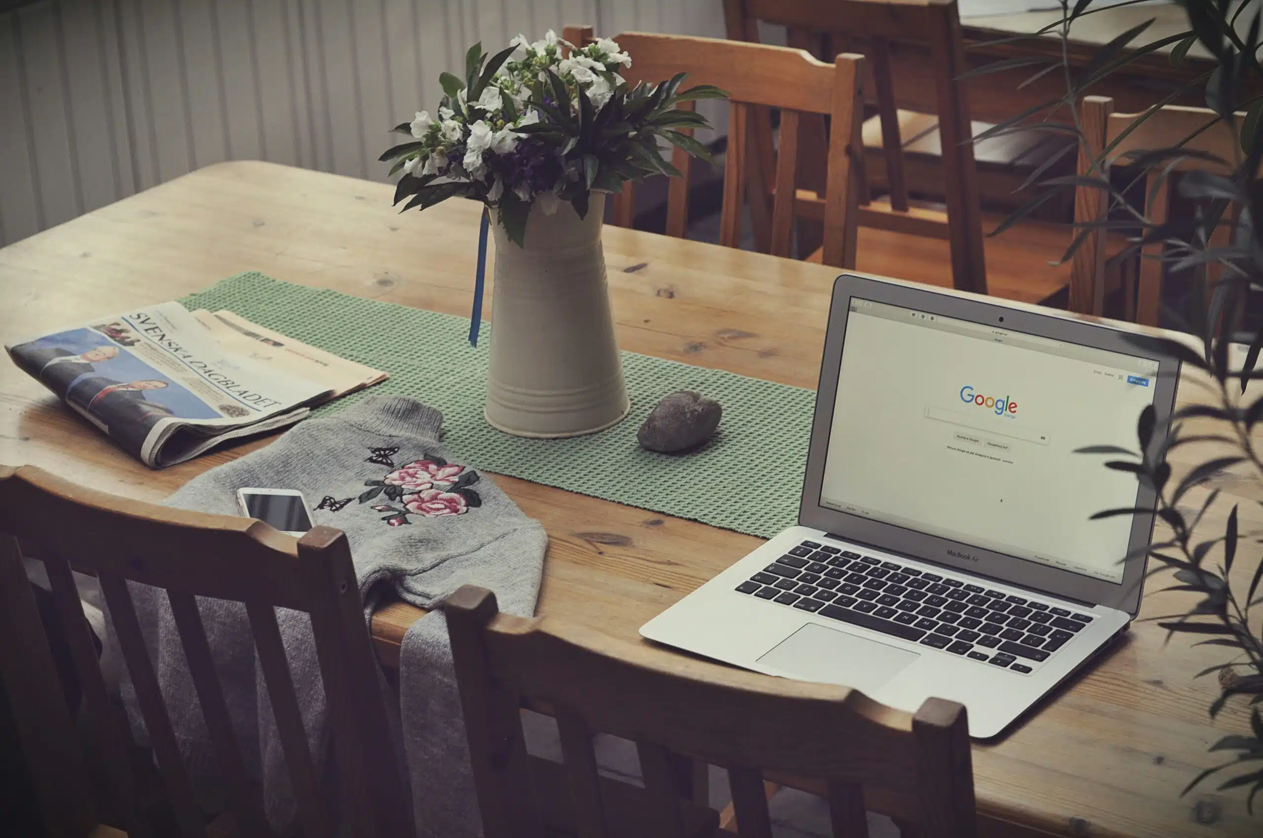Laptop with Google homepage open