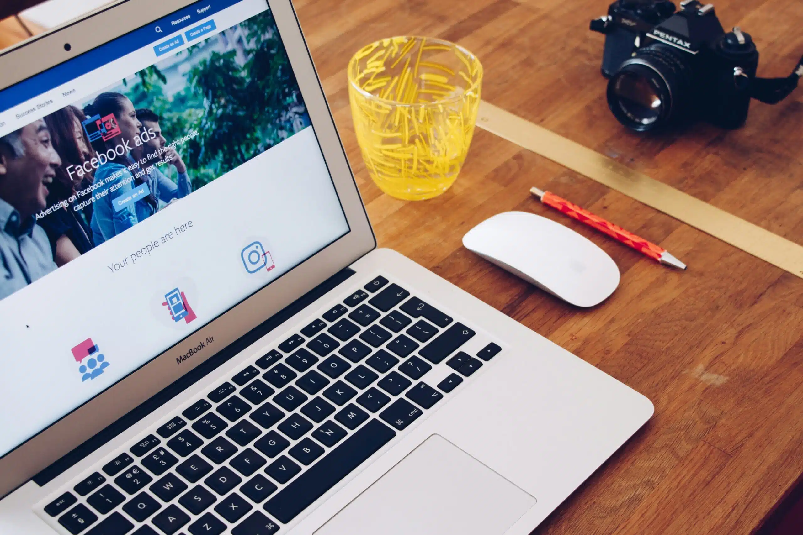 Laptop displaying Facebook Ads interface