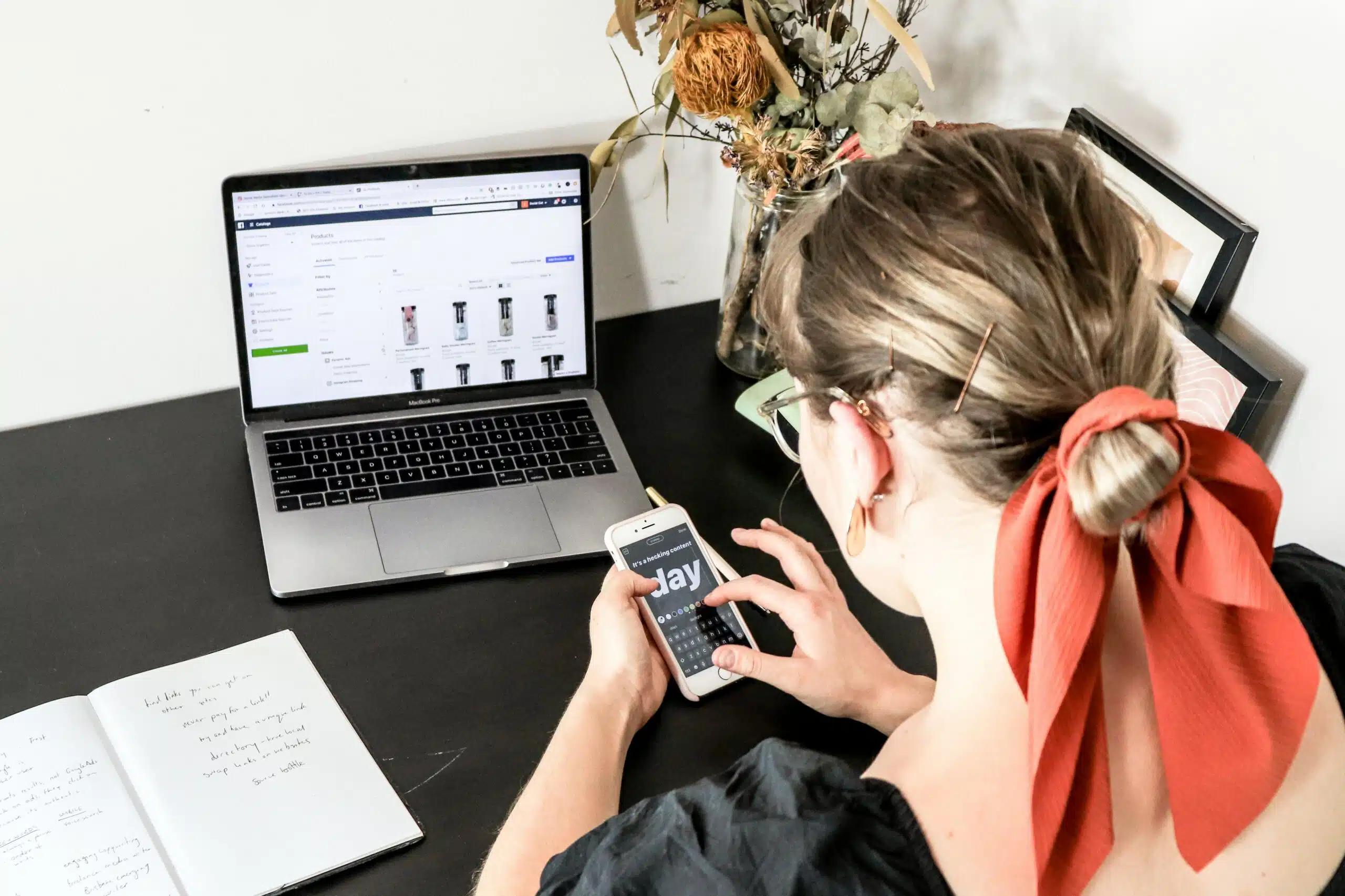Woman using AI tools for personalized ad management