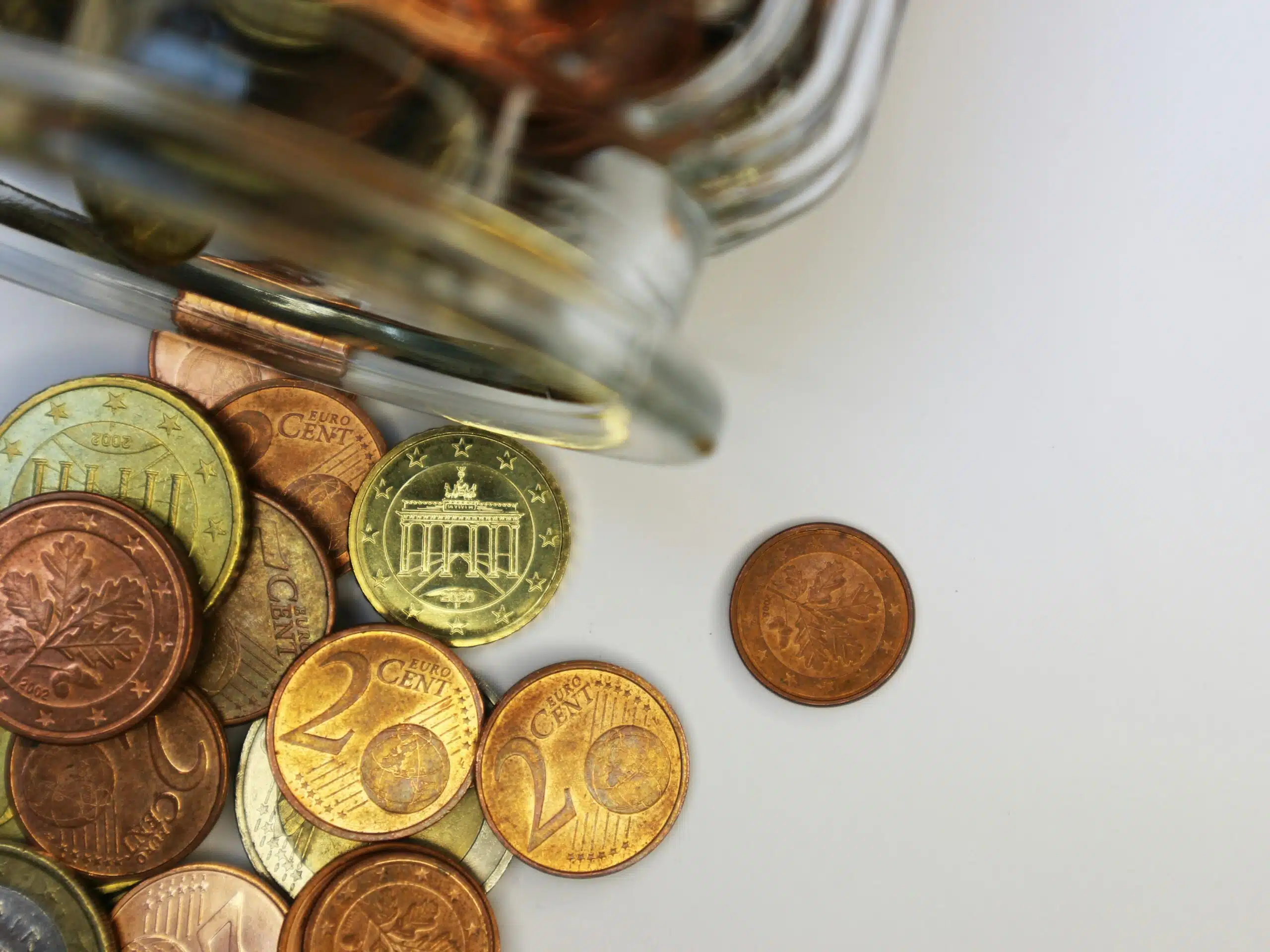 spilled coins from a jar