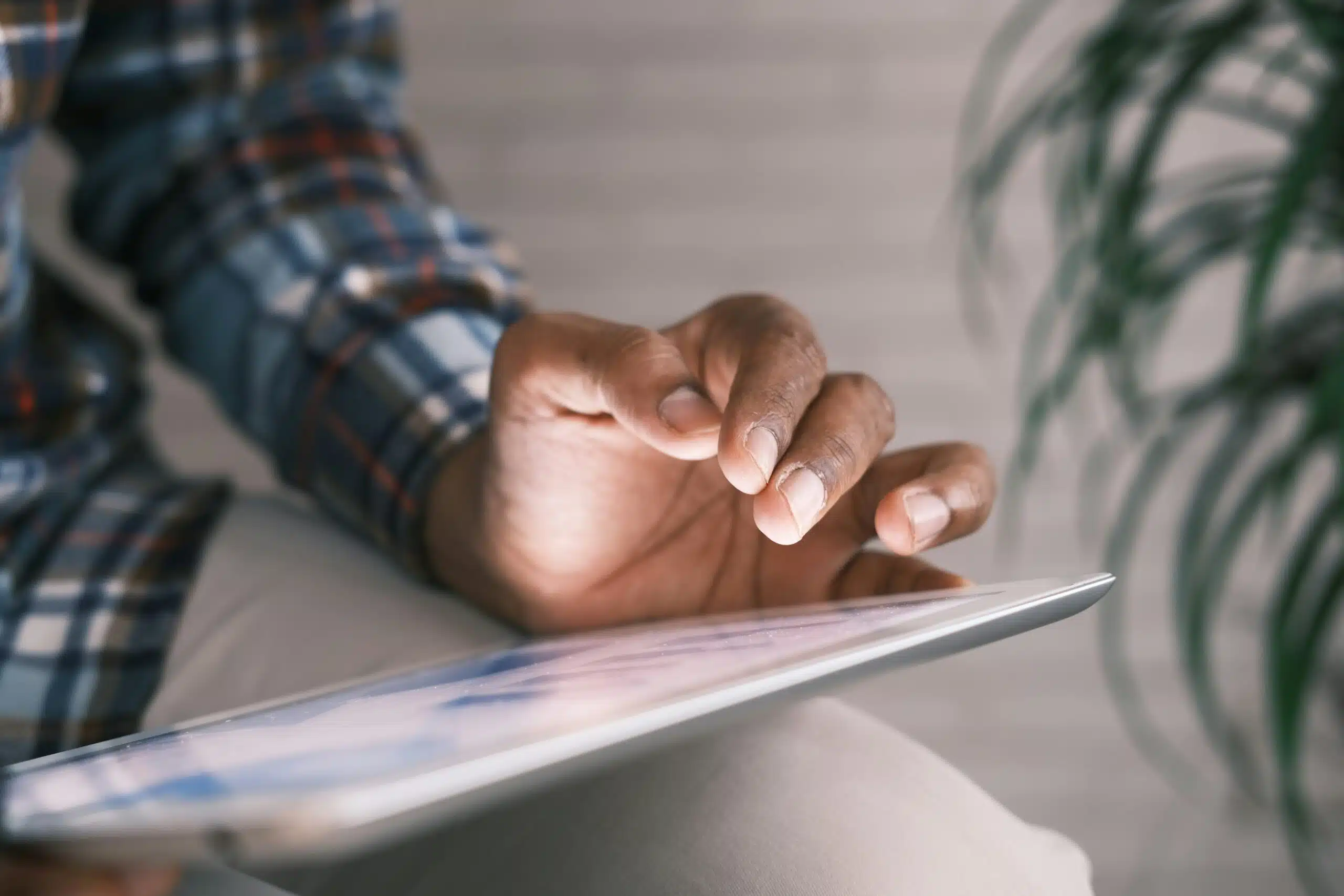 User interacting with personalized insights on a tablet via AI-powered dashboard